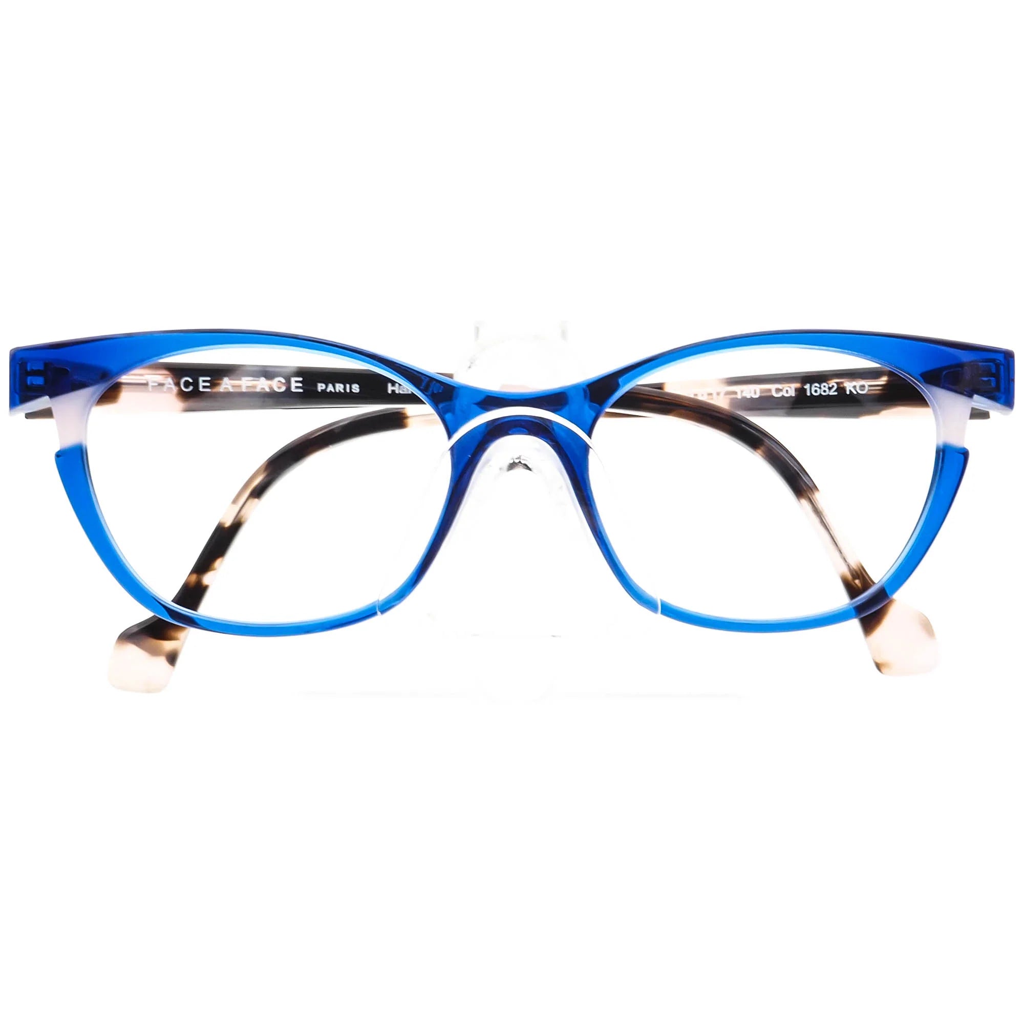 Face A Face Bahia 1 Col.1682 — front view, electric blue cat-eye