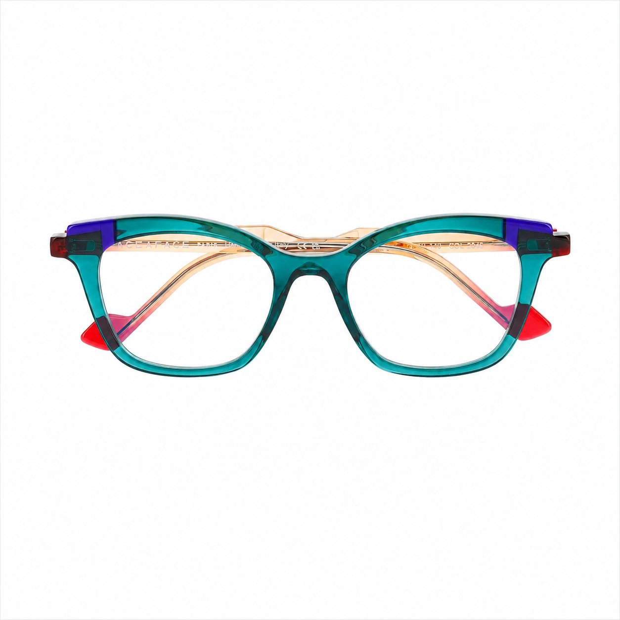 Face A Face Glimps 3 Col.2045 — front view, teal multicolour acetate frame