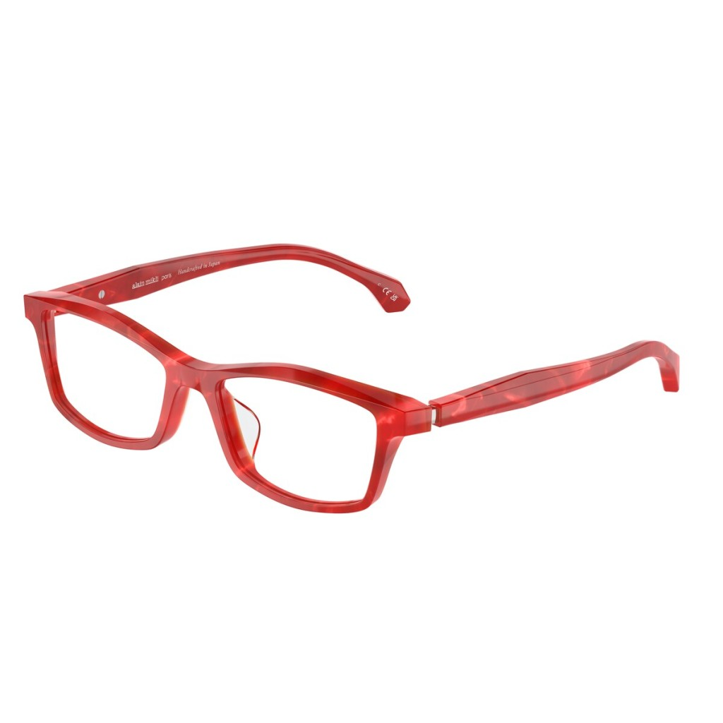 Alain Mikli AO3523 Colour 004 — vivid red textured acetate rectangle eyeglasses