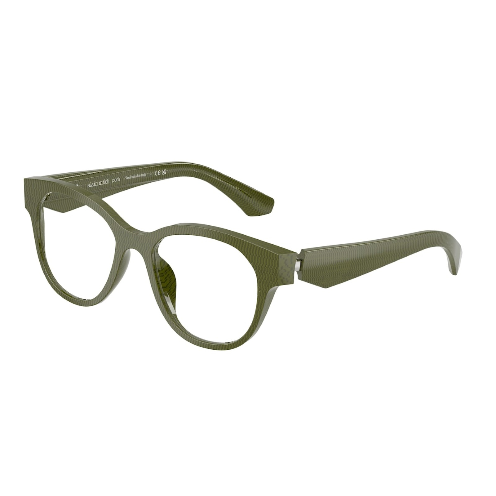Alain Mikli AO3526 Colour 005 — olive green textured acetate cat-eye eyeglasses