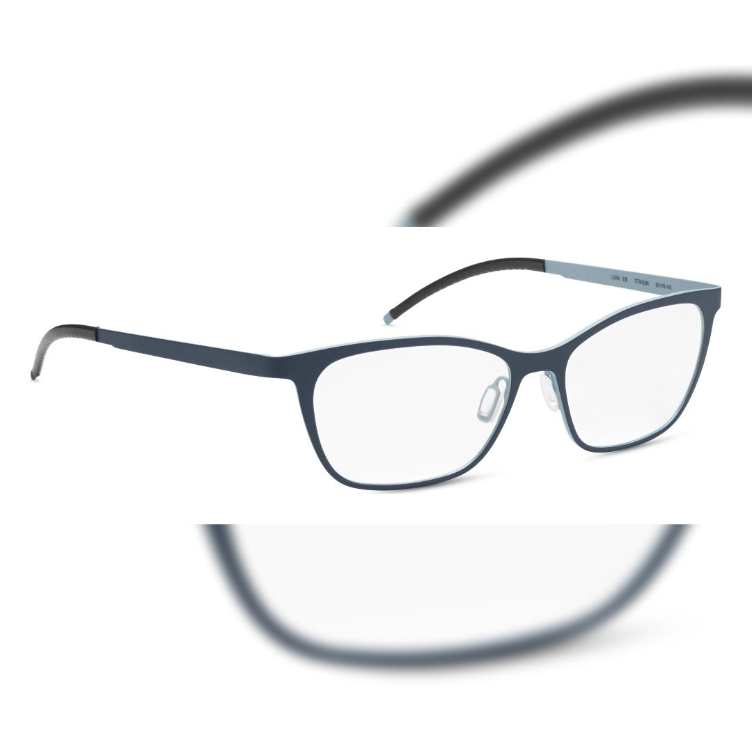 Orgreen Lowa 938 optical frames in matte navy with light blue temples