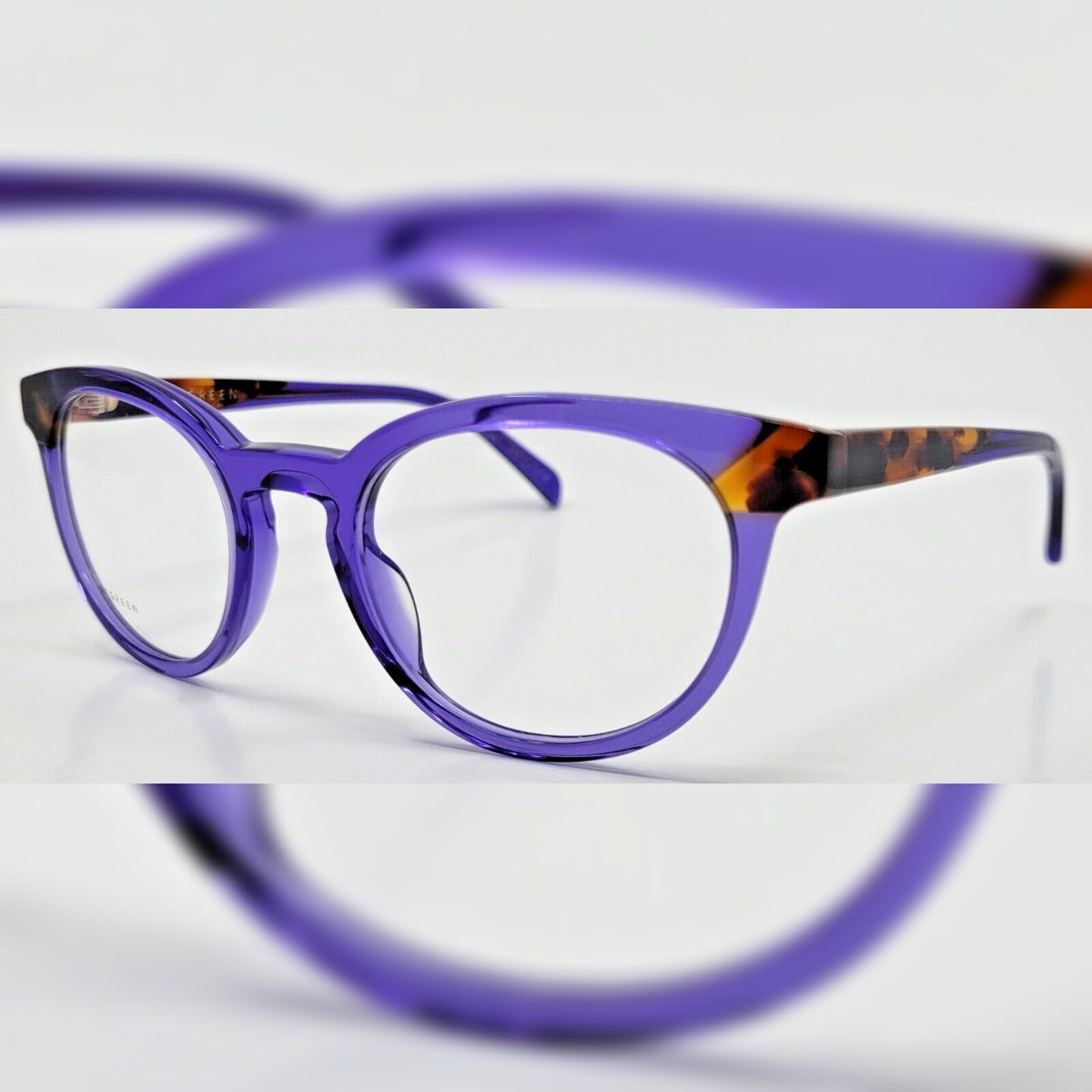 Orgreen Natalia AO70 acetate optical frames in translucent violet with tortoise temples
