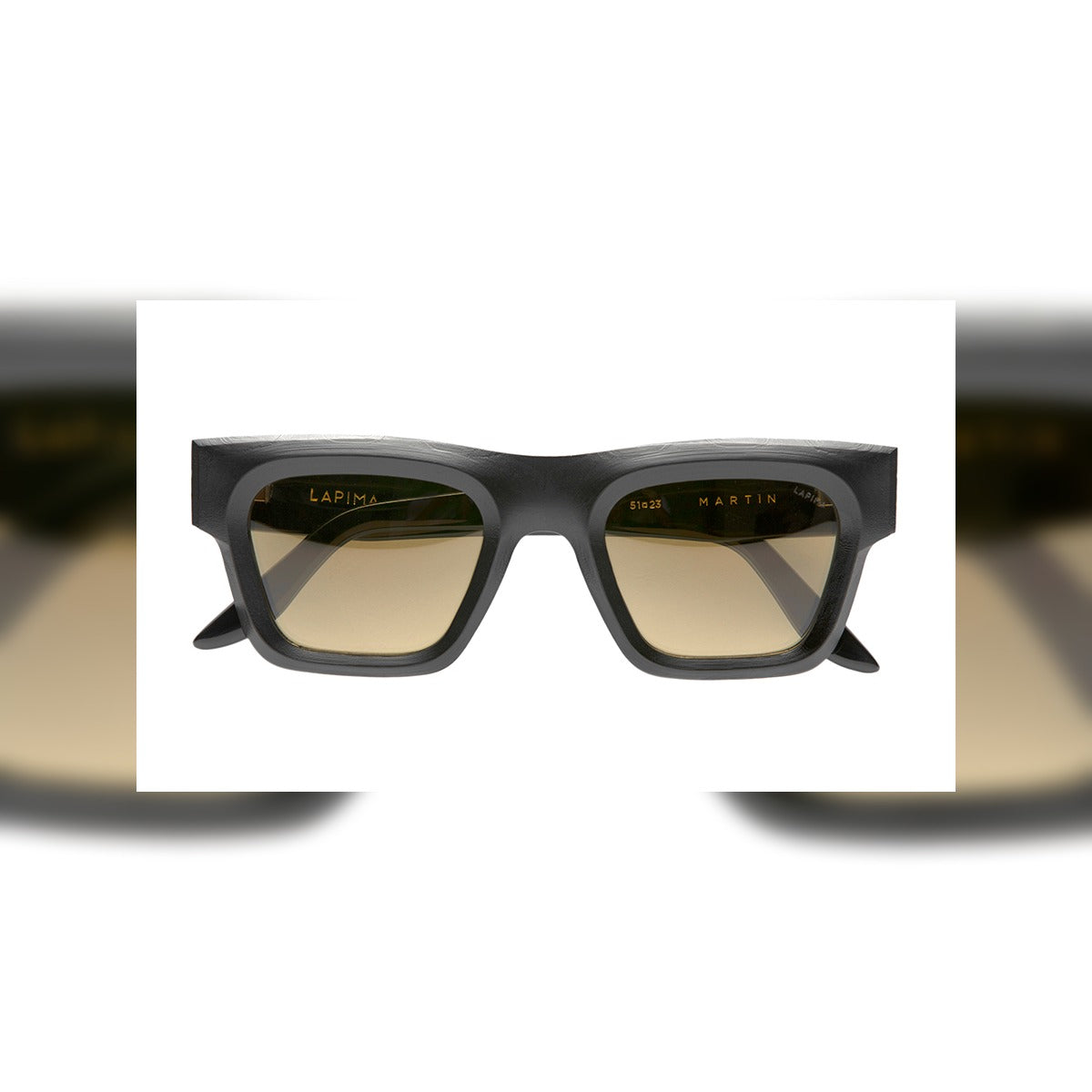 Lapima Martin Natural Black chunky square sunglasses with olive gradient lenses