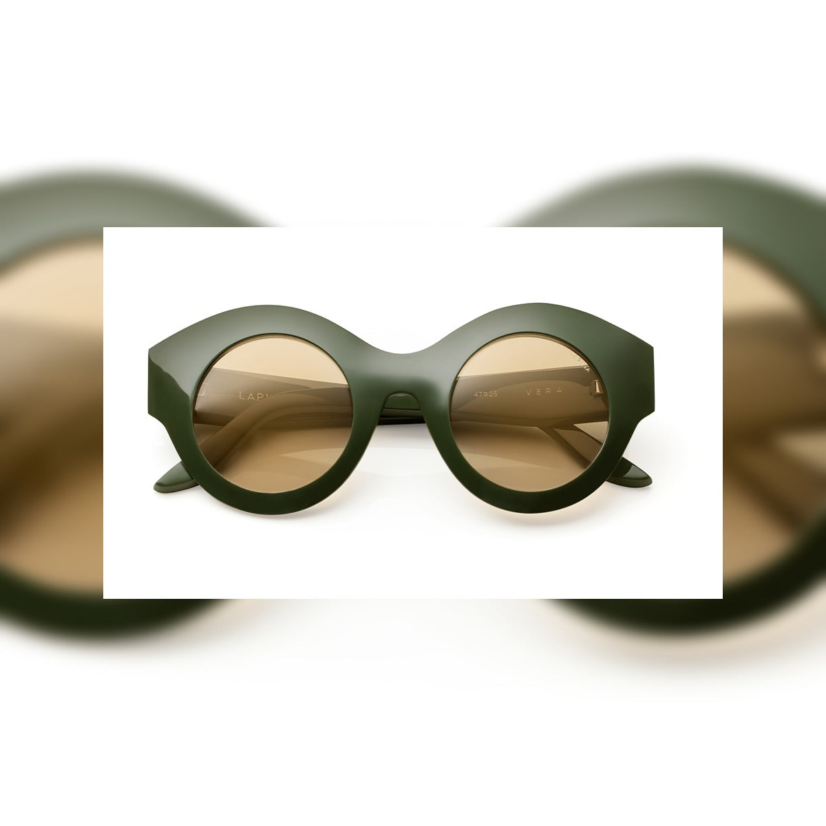 Lapima Vera Militar oversized round sunglasses in matte army green with brown lenses