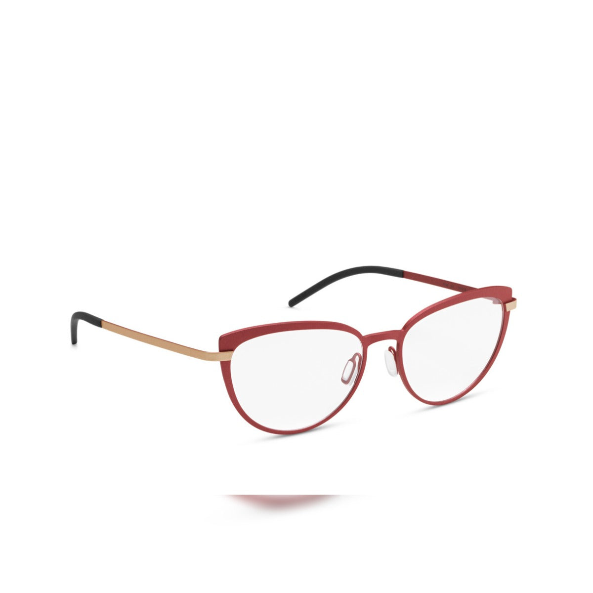 Orgreen Pomp 1042 optical frames in matte red with gold temples and black tips