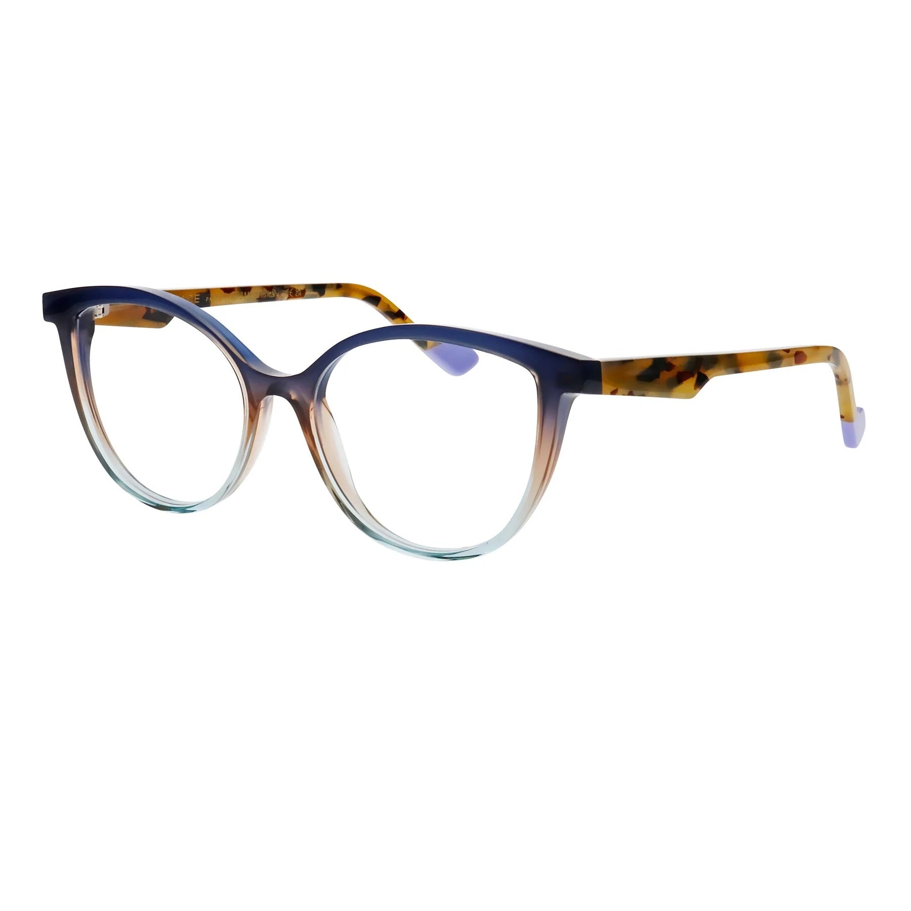 Face A Face Hanna 2 Col.4176 — three-quarter view showing amber tortoise temples and lavender tips