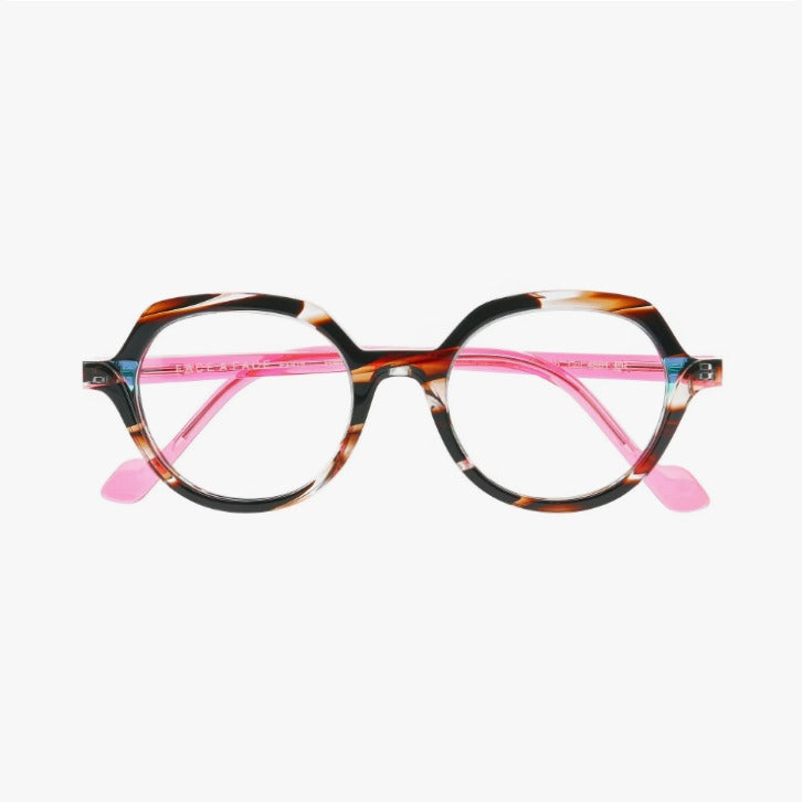 Face A Face Orborn 1 Col.4861 — front view, dark tortoise geometric frame with pink temples