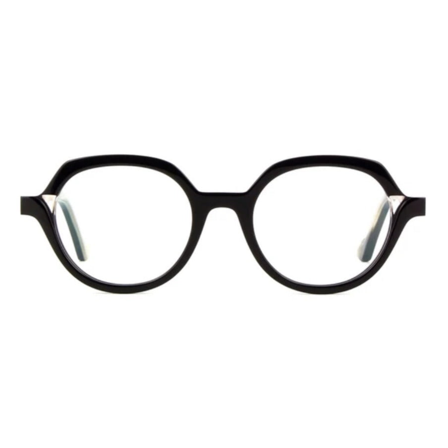 Face A Face Orborn 1 Col.100 — front view, gloss black geometric hexagonal frame