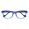 Face A Face Glimps 3 Col.1682 — three-quarter view, electric blue frame with teal and pink hinge accents