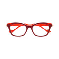 Face A Face Glimps 3 Col.2921 — three-quarter view showing transparent red temples and rose gold hinge accents