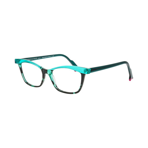 Face A Face Bocca Kahlo 2 Col.3316 — front view showing electric teal top bar and marbled lower front