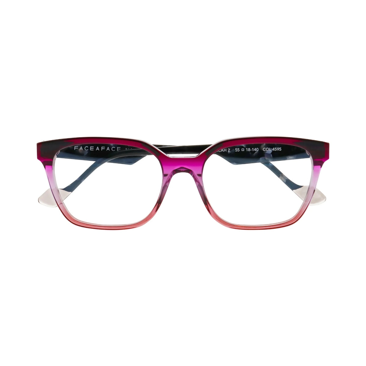 Face A Face Micah 2 Col.4595 — three-quarter view, black to magenta to coral gradient square frame